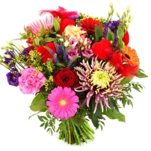 Bouquet of flowers with hearts (Bouquet brightly colored + hearts)